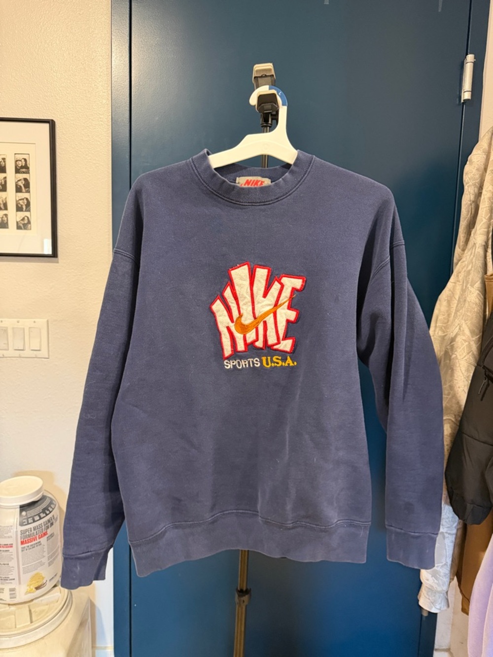 Nike Navy Crewneck Sweatshirt with Red & Gold Embroidered Logo